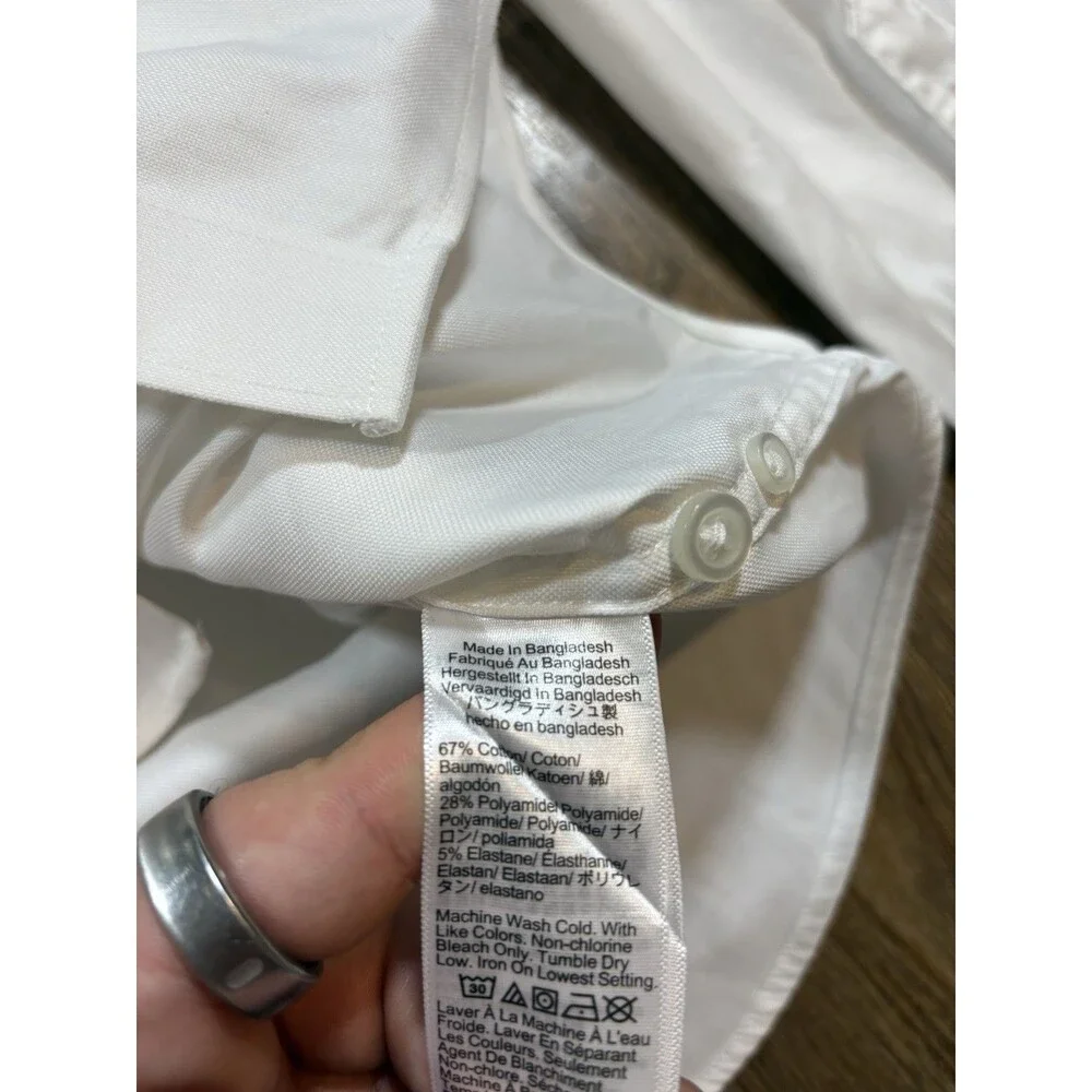 J.Crew Mens Size XL Dress Shirt White Bowery Performance Oxford Cloth OCBD